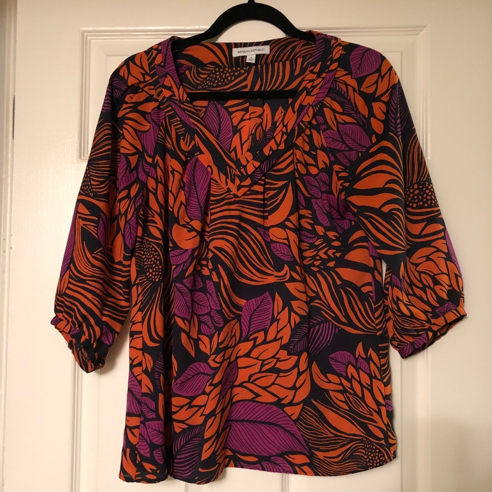 Tropical Print Blouse- Banana Republic